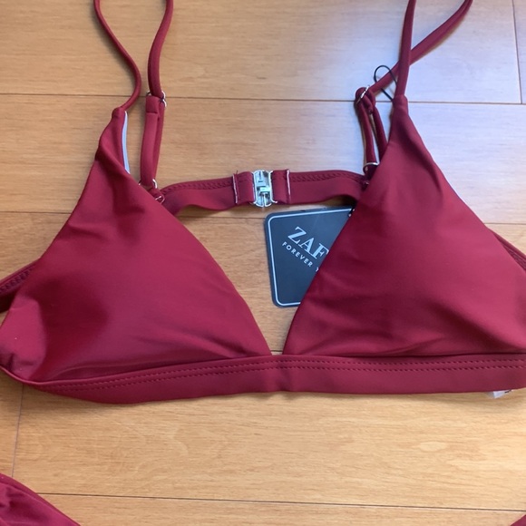 Zaful High Waisted Triangle  2 Pc. Burgandy Bikini size 8 NEW - Picture 5 of 13
